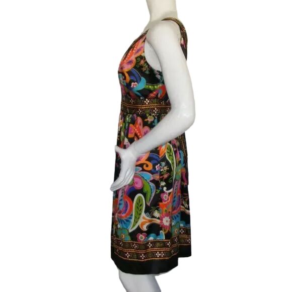 ECI Summer Dress, 10, Bold Multicolor Paisley, Sleeveless, Sash, V-neck - Picture 9 of 13